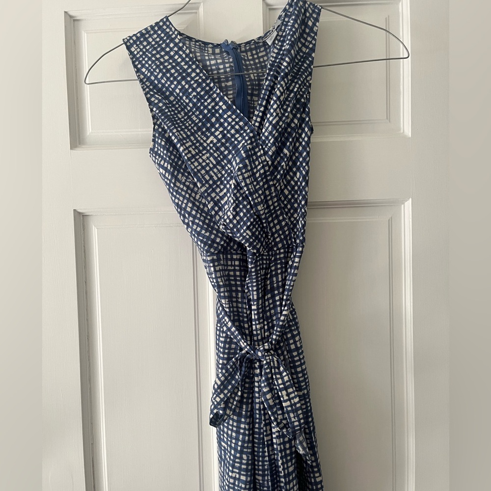 DKNY Navy and White Plaid Dress